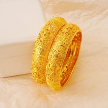 沙金饰品华宫廷风四叶卡扣手镯女小众设计感仿真久不掉色手饰批发