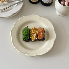 法式ins陶瓷盘子家用高级感菜盘浮雕花边沙拉甜品盘早餐盘跨境专