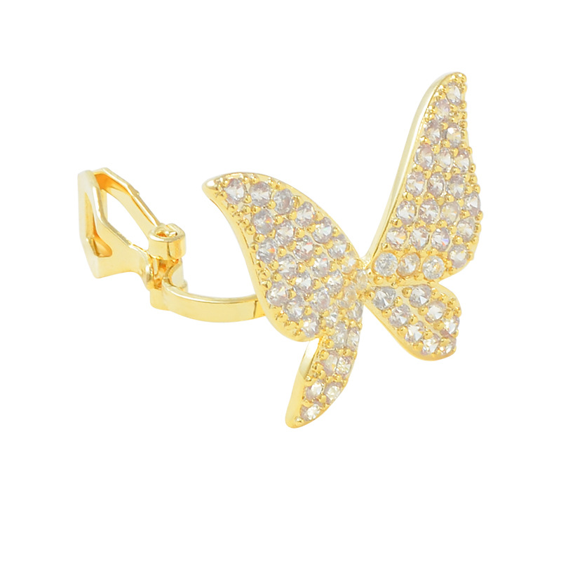 Butterfly Micro-Inlaid Ear Clip Women's High-Grade Light Luxury Minority Trendy Design Non-Piercing Earrings 2023 New Trendy