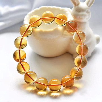 鸿腾珠宝巴西黄水晶手链 男女款 招财水晶单圈手串 彩宝饰品批发