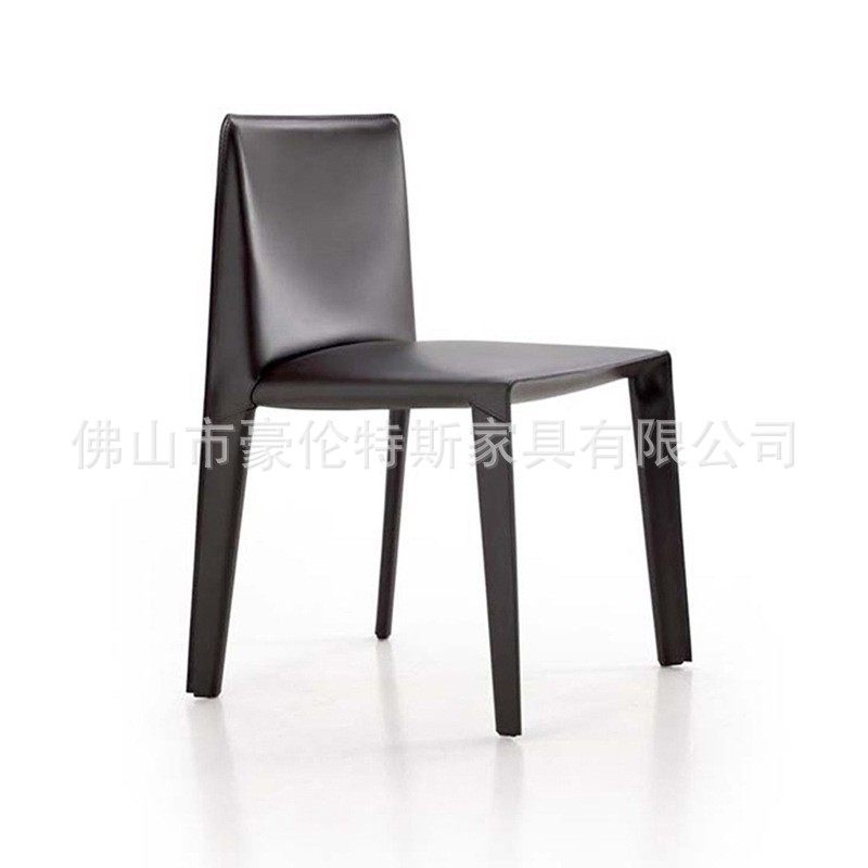Italian Minimalist Home Saddle Leather Dining Chair Designer Light Luxury Leather Chair Restaurant Armchair Hotel Desk Chair