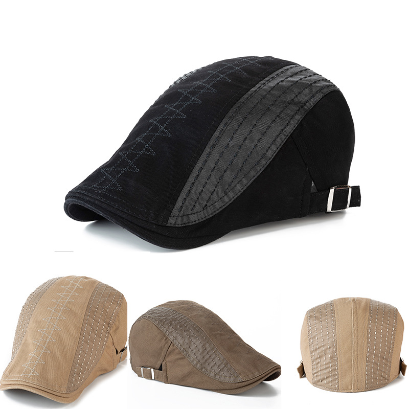 帽子男士春夏新款韩版时尚鸭舌帽女英伦格纹贝雷帽户外休闲前进帽06