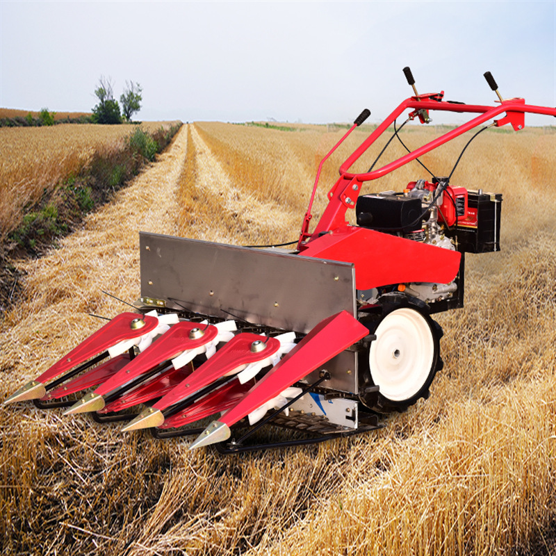 手扶自走式玉米收割机苜蓿大豆割晒机家用小型油菜脱粒收获机