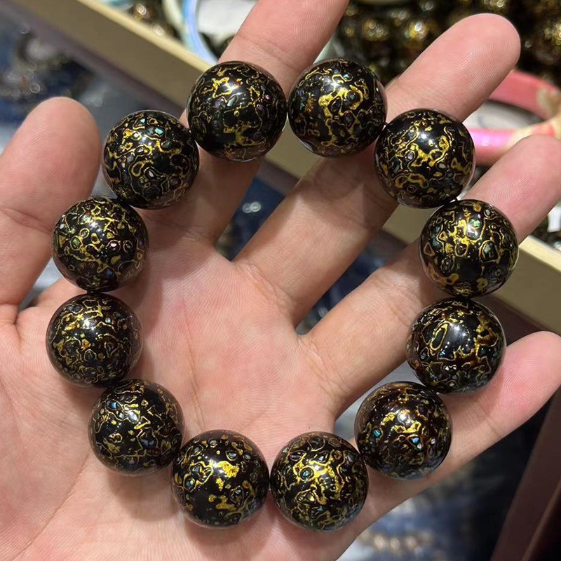 工厂直销大漆手串大号黑金超圆珠手串手链货源霸气-阿里巴巴