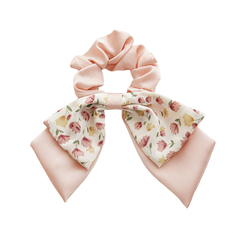 Floral Double Layer Bowknot Hair Ring Women's Back Ponytail Rubber Band Good-looking Hair Rope Ribbon Headband Mori Style