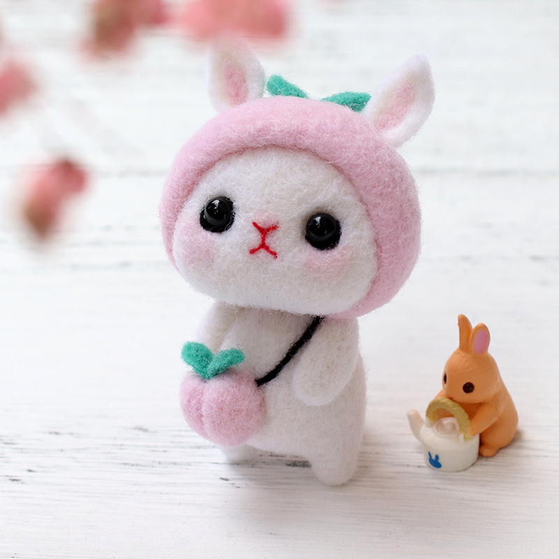 小白兔梧桐家羊毛毡戳戳乐材料包情侣创意简单手工礼物挂饰