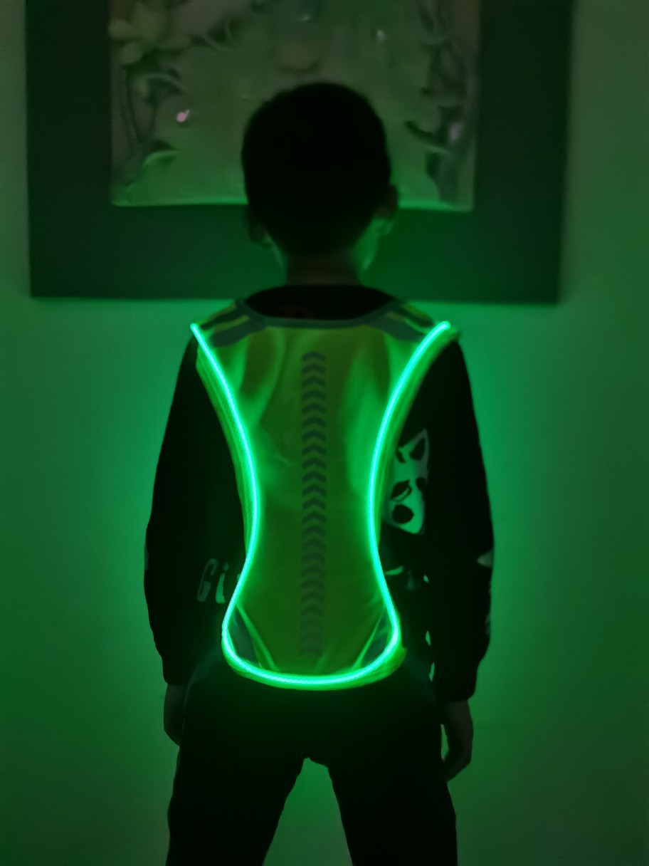 户外运动骑行夜跑led反光背心锂电池充电儿童大人led反光马甲