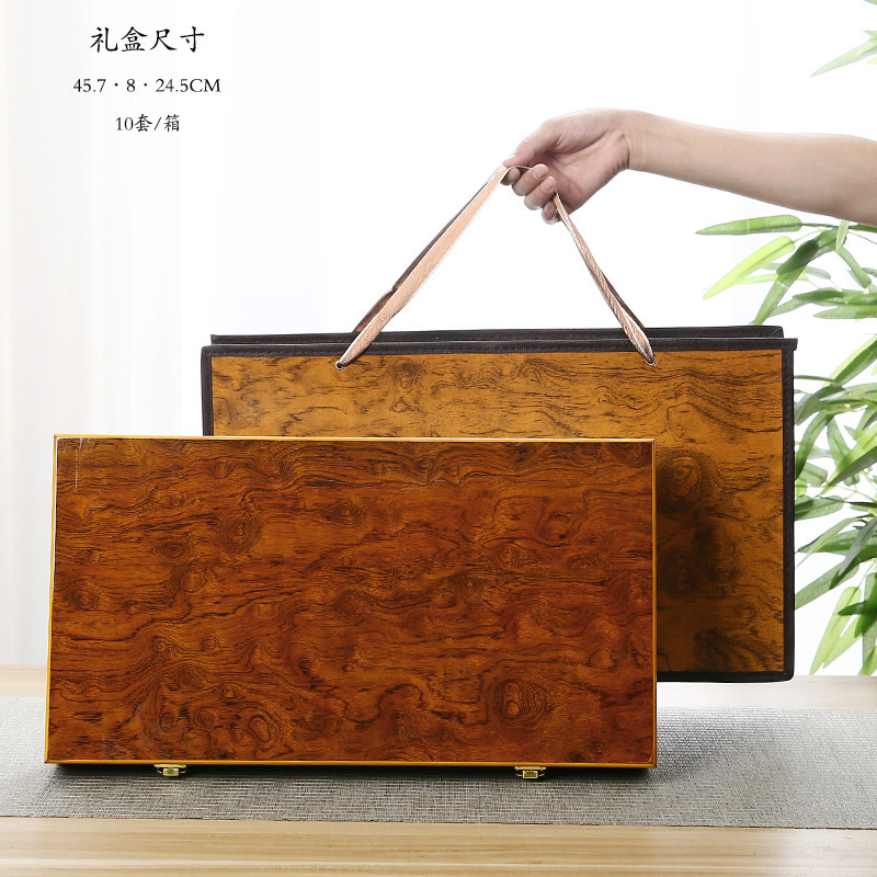 茶叶包装礼品盒木盒空盒普洱茶藤茶白茶茶饼专用双饼盒金丝楠木纹