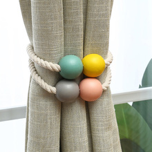 美式简约窗帘绑带窗帘扣绳子创意木球磁铁扣吸力吊球窗帘夹挂钩