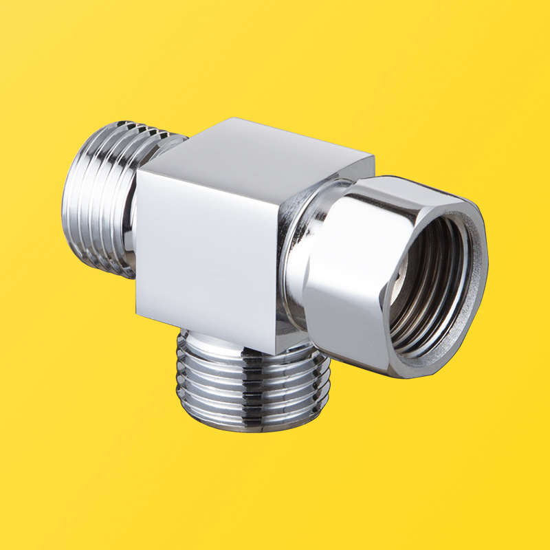 全铜带活接4分管三通接头一进二出角阀大流量 内外牙丝接口分水器