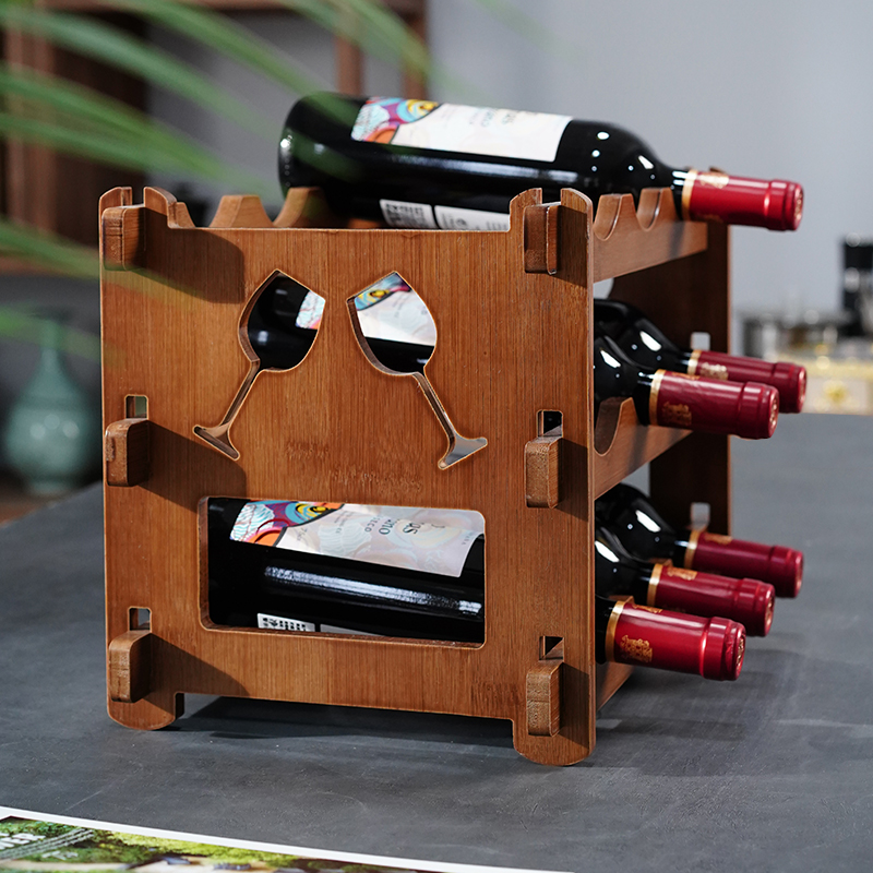 颐嘉红酒架葡萄酒架家用酒柜置物架多层格子放酒简易桌面展示摆件