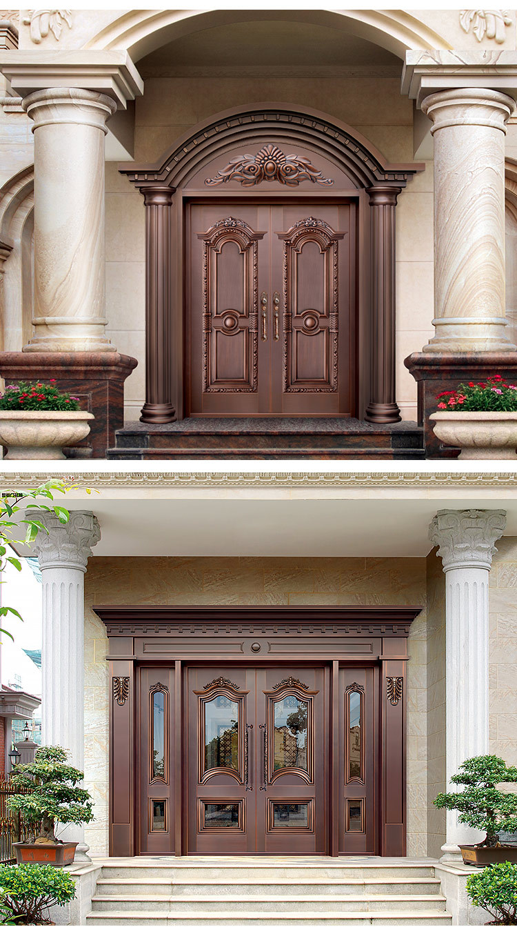 【铜门】可定制铜门现代简约风别墅大门批发家用双开防盗大门铜门
