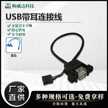双层USB2.0转9pin  数据线杜邦2.54端子电脑主板线 USB带耳连接线