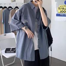 工装短袖衬衫男港风日系薄款衬衣夏季潮牌潮流衣服设计感外套