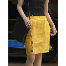 卢浮夏季新款韩系时髦街头机能直筒光泽半身裙滑爽舒适半身裙女