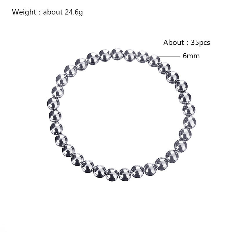 High-End Fashion Simple Beaded Bracelet No Fading Waterproof Ornament Women's Stainless Steel Beads Elastic String Bracelet