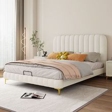 奶油风皮艺床意式极简舒适网红主卧1.8米双人床1.5米婚床高端大气
