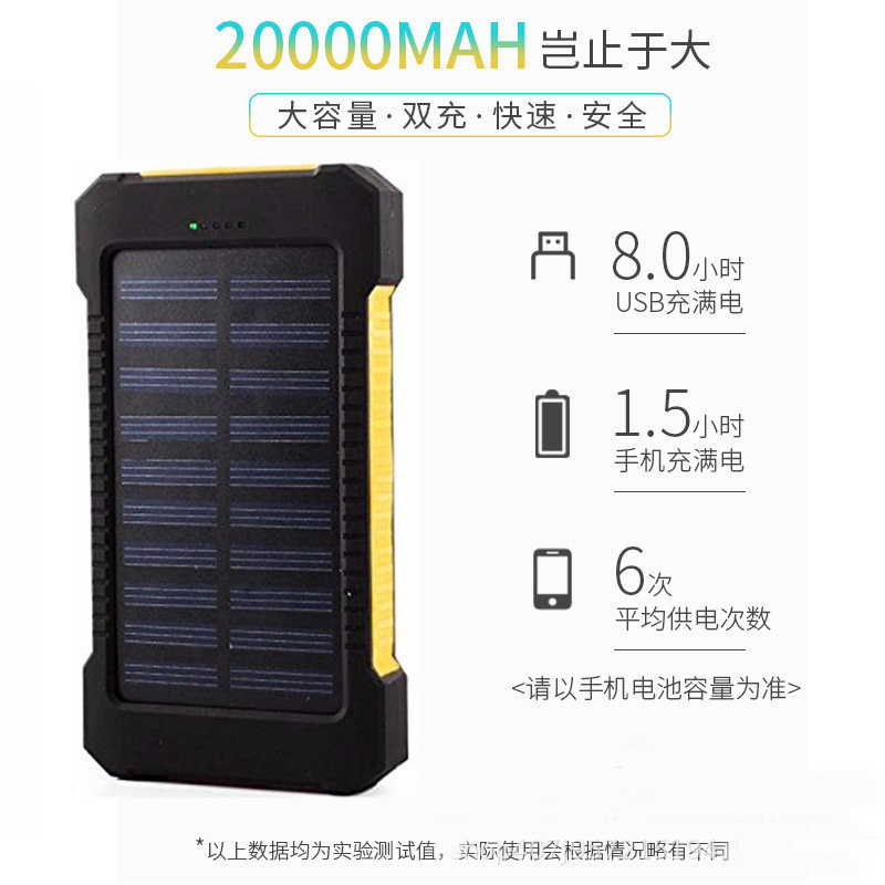 Cross-Border Solar Charging Unit 20000 MA Large Capacity Creative Outdoor Compass Mobile Power Wholesale
