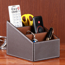 皮革桌面收纳盒简约组织者遥控器整理盒欧式办公文具笔零钱收纳盒