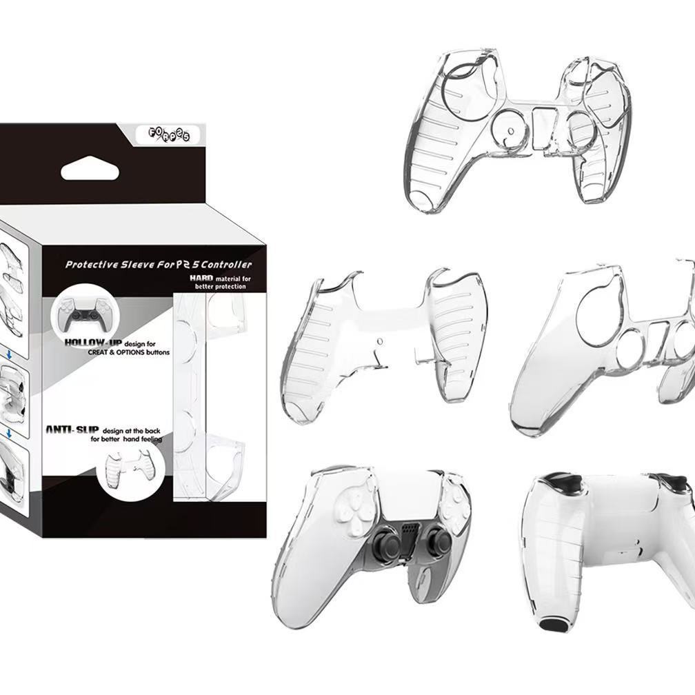 现货PS5透明手柄保护壳PS5PRO手柄透明PC水晶壳适配原装充电座