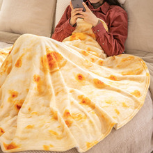 法兰绒毯创意趣味大饼毯煎饼披萨甜甜圈加绒空调毯办公室午睡毯