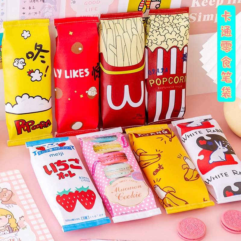 Cartoon Snack Pencil Case Student Pencil Case Stationery Case Popcorn Fries Buggy Bag Pencil Box Student Stationery Gift