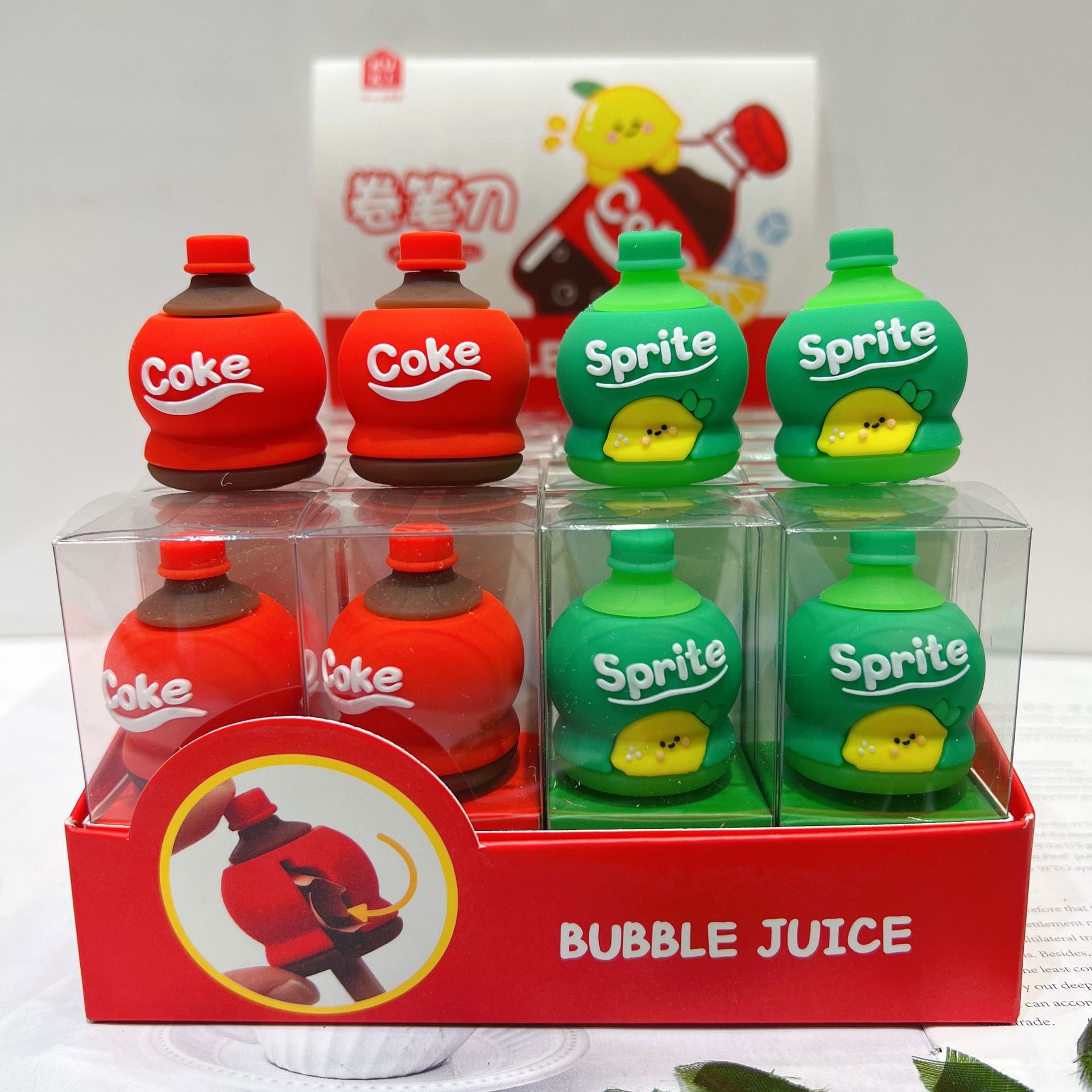 Korean Style Creative Cola Shape Pen Planer Cute Silicone Sprite Drink Soda Pencil Sharpener Cola Hamburger Pencil Shapper