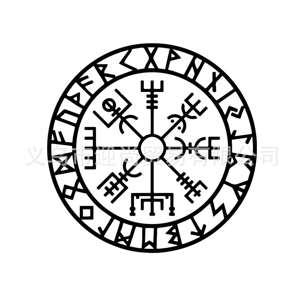 vegvisir魔法导航指南针古老图案墙贴装饰男孩房卧室客厅pvc贴纸