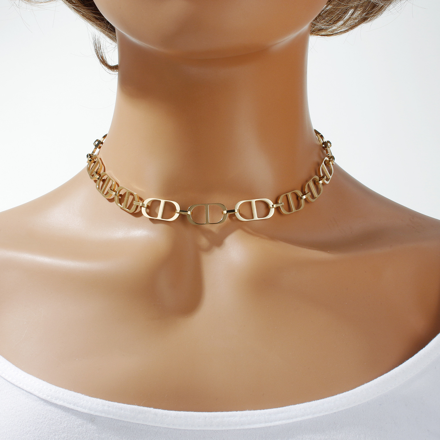 私人定制韩版时尚环环相扣不锈钢脖链猪鼻子锁骨项圈女项链