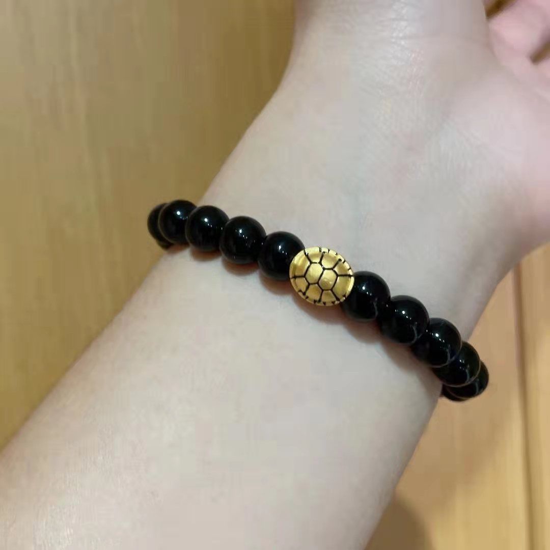 999足金富甲一方天下转运珠黄金小金龟壳3d硬金手串男女编绳手链