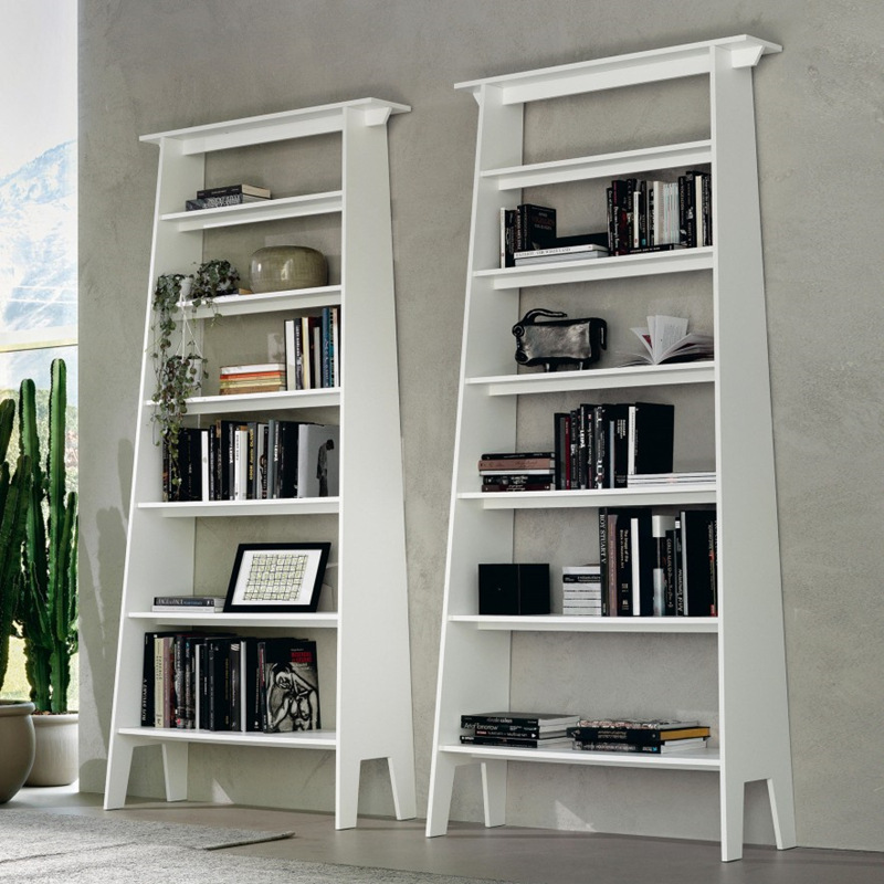 新品梯形书架白色烤漆书柜现代简约展示陈列柜家用落地书架整装