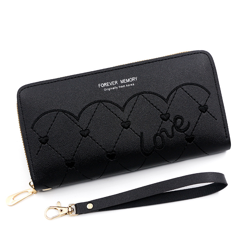 Korean Style Embroidered Handbag Coin Purse Personalized Card Holder Wallet Long Ladies Wallet Tassel Zipper Handbag