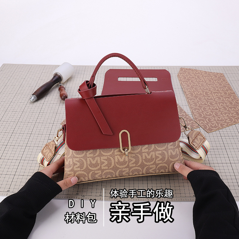 DIY Bag New Crossbody Shoulder Bag Fashion Handbag Korean Style All-Matching Trendy Vintage Women Bag Handmade Material Package