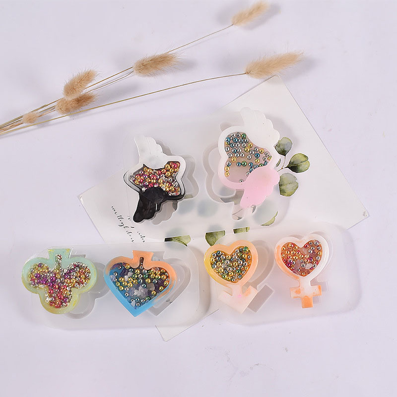DIY Crystal Glue Mirror Grinding Peach Heart Plum Blossom Love Angel Wings Quicksand Pendant Silicone Mold