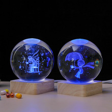 定制3d水晶球发光木底座桌面照明氛围灯玻璃球人物内雕送朋友同学