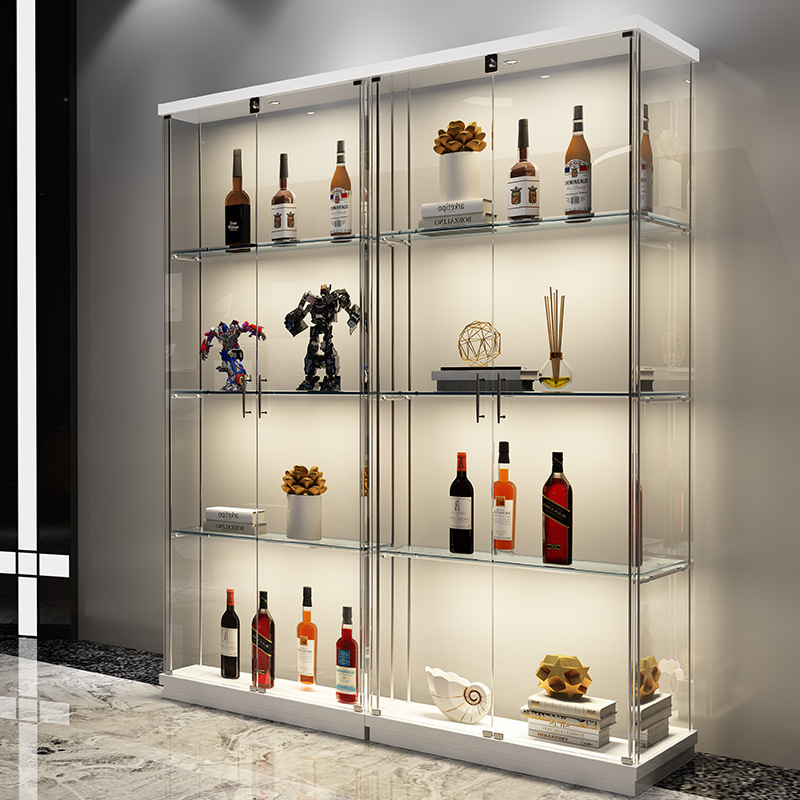 简约现代玻璃酒柜子透明展示柜靠墙客厅家用红酒手办模型柜展厅柜