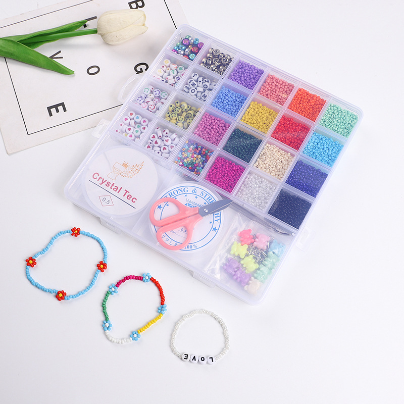 Cross-Border Chain Beads Toy Necklace Bracelet Beads Children Beaded Girl Handmade Diy Production 26 Grid Set Box