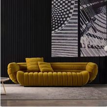 意式轻奢香蕉船沙发客厅个性异形简约网红科技布艺沙发小户型美式