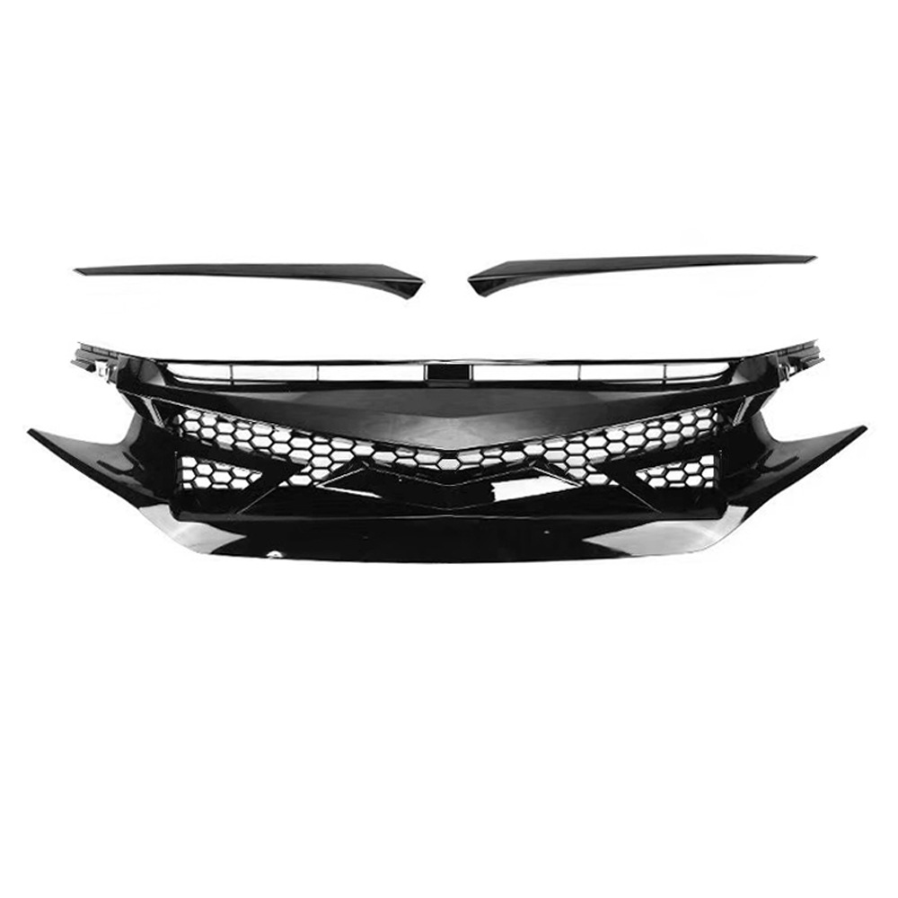 适用于2016-2018本田思域十代轿车鬼面脸改装中网前杠进气格栅