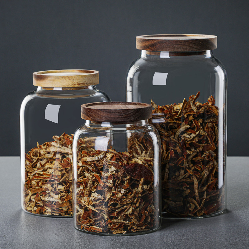 glass sealed can tangerine peel with lid storage tank special tea jar food grade chinese medicine large sample display bottle