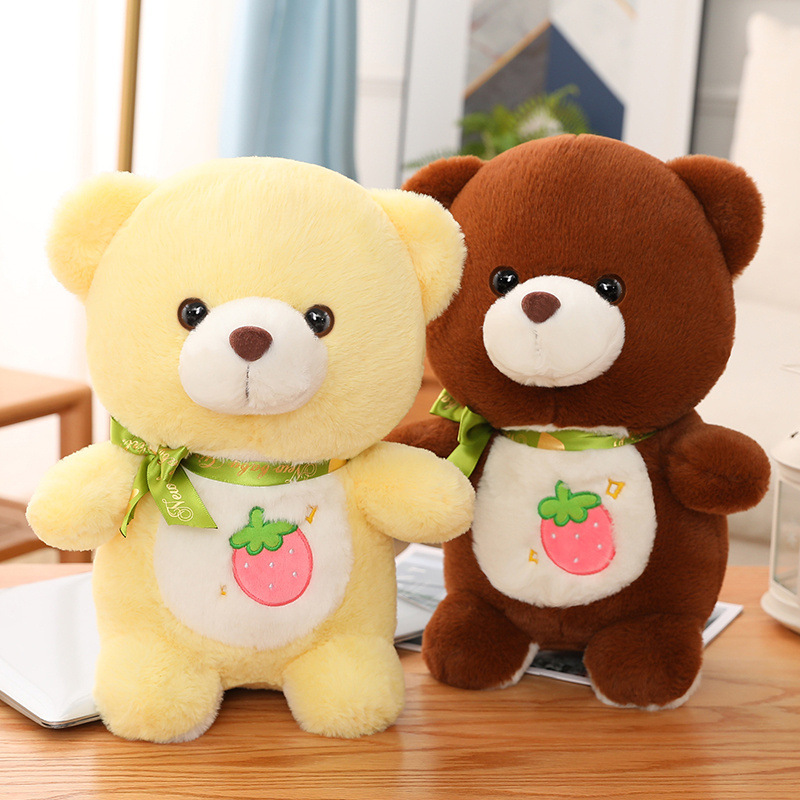 新款卡通草莓泰迪熊公仔女生日礼物特抱抱熊毛绒玩具婚庆抛洒娃娃