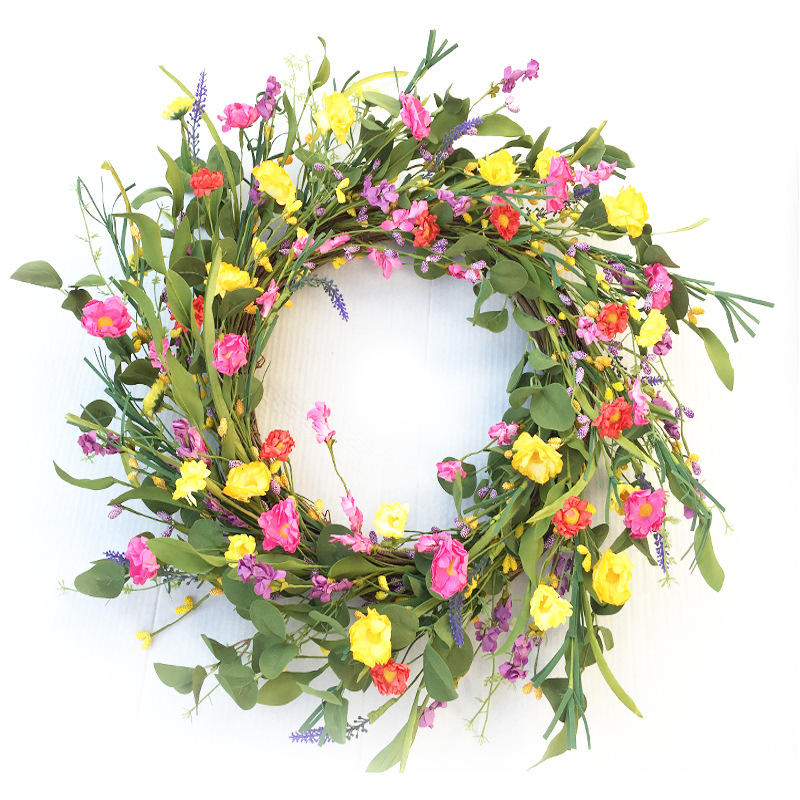 现货跨境推荐80头棉花花环棉花干花木棉花门挂圣诞节-