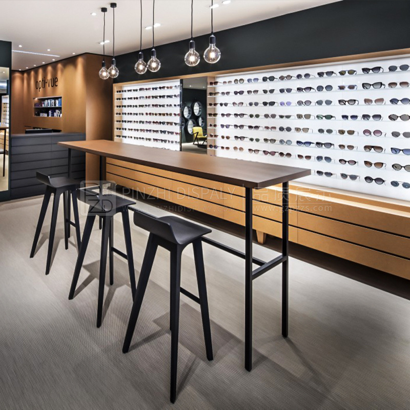 眼镜店展柜整店定设计眼镜店椭圆多层造型中岛柜台靠墙制做展示架