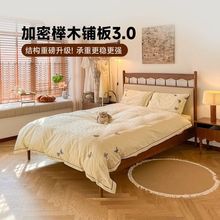 实木竖琴床美式奶油风温莎床法式复古榉木架床现代简约主卧双人床