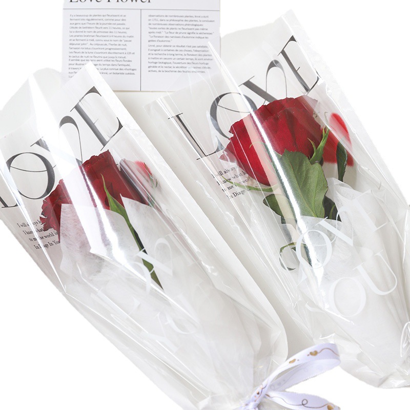 520 Fresh Bouquet Packaging Bag Flowers Packing Bag Valentine's Day Love Rose Straight Bag Material Wholesale