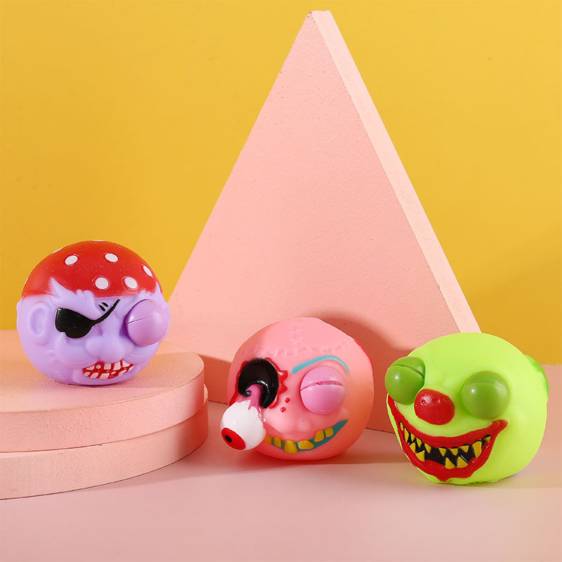 Cross-Border Creative Halloween Skull Squeeze Eye-Popping Funny Squeezing Toy Whole Person Vent Pressure Reduction Toy Wholesale