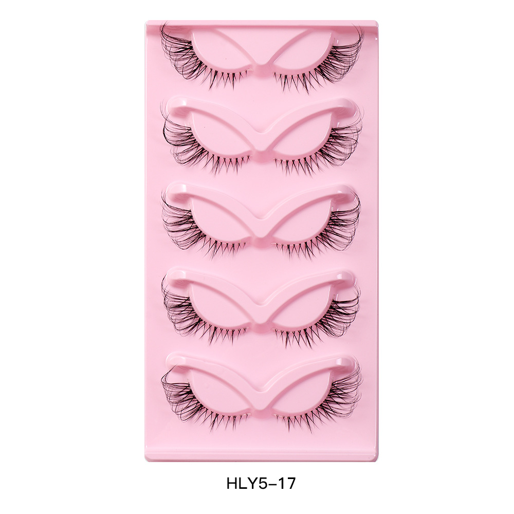 New 5 Pairs Fox Eye False Eyelashes Sheer Root Simulation Cat Eyelash Natural Thick Curling Eyelashes