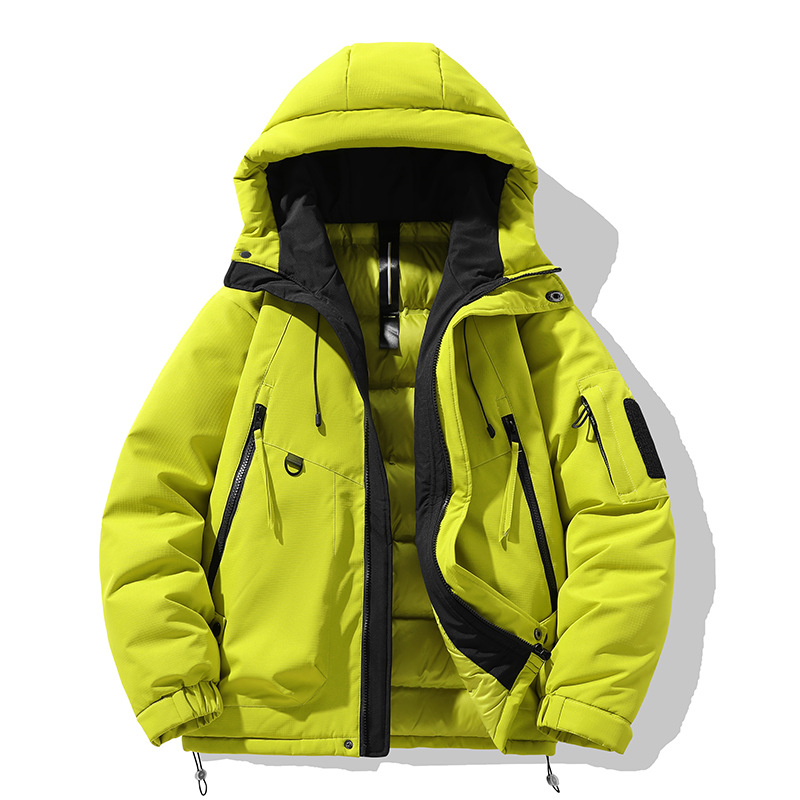 Winter New Outdoor Work Clothes Hooded down Jacket Men's Fashion Brand American Retro Couple Thick Windproof Coat Men