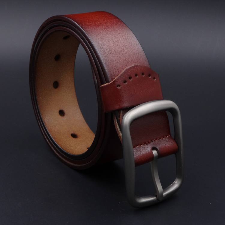 Men‘s Antique Pin Buckle Belt Cowhide Young and Middle-Aged Retro Pants Belt Genuine Leather Men‘s Belt