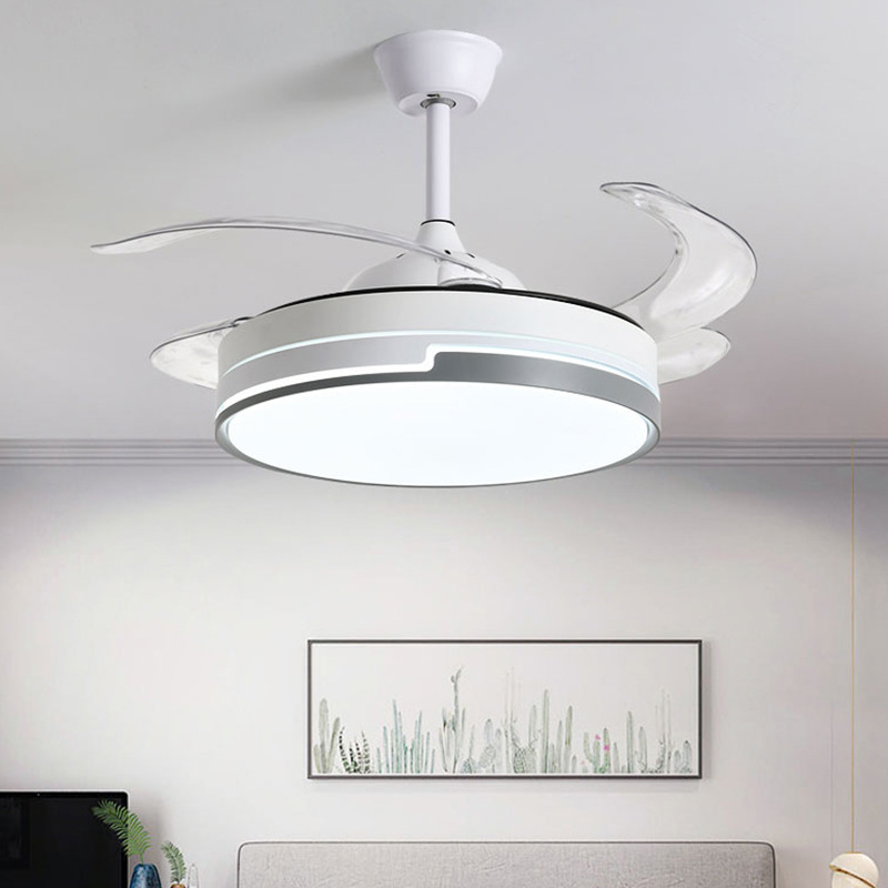 Cross-Border Restaurant Invisible Fan Lamp New Simple Bedroom Integrated Electric Fan Lamp Intelligent Frequency Conversion Living Room Ceiling Fan Lights